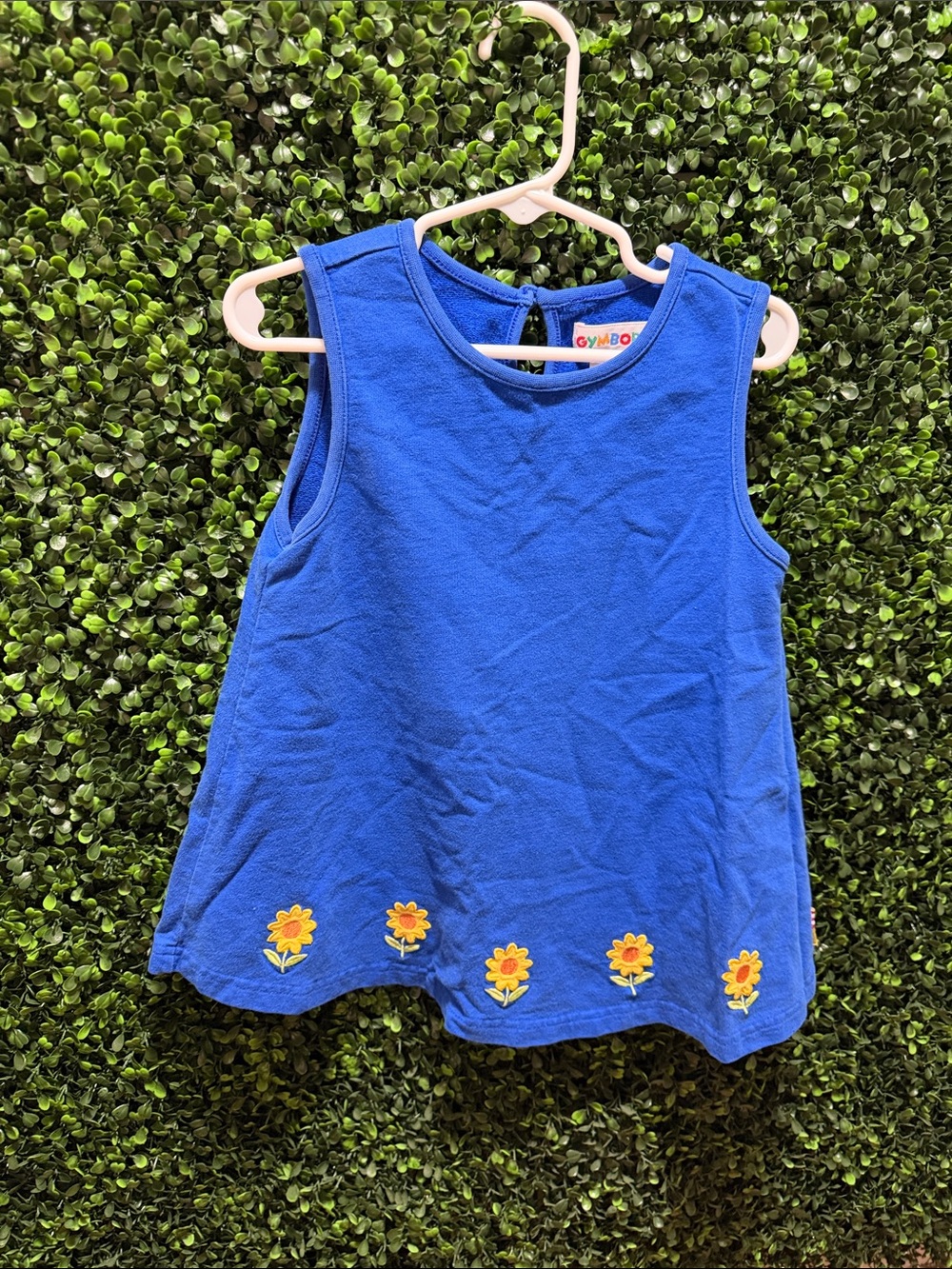 Gymboree Royal Blue Sleeveless Tunic with Sunflower Embroidery